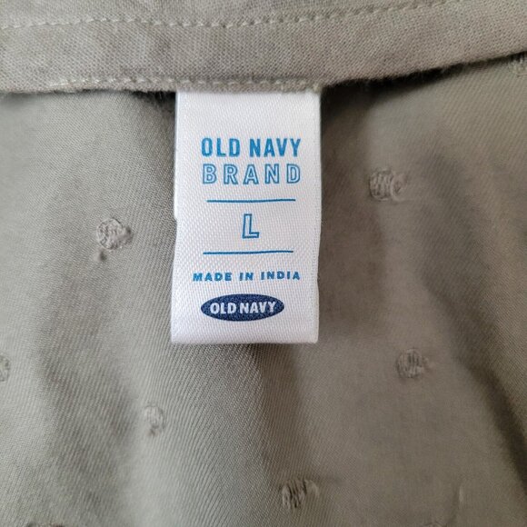 Vtg Old Navy Women's Olive Green Jacket Size L Swiss Dot Lace Trim Sleeves - Picture 5 of 6